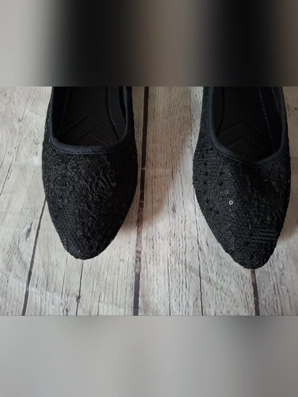 NIB Finiwor Black Mesh Ballet Flats Shoes - Size 9